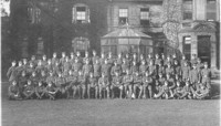 The Men of the RAMC Field Ambulance in 1915 pictured round the back of Oaklands House. preview