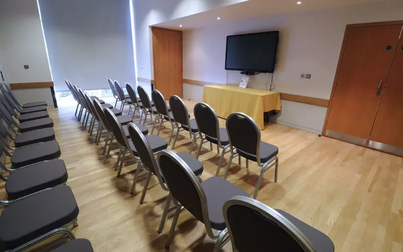 The Wells Suite set up with theatre-style seating