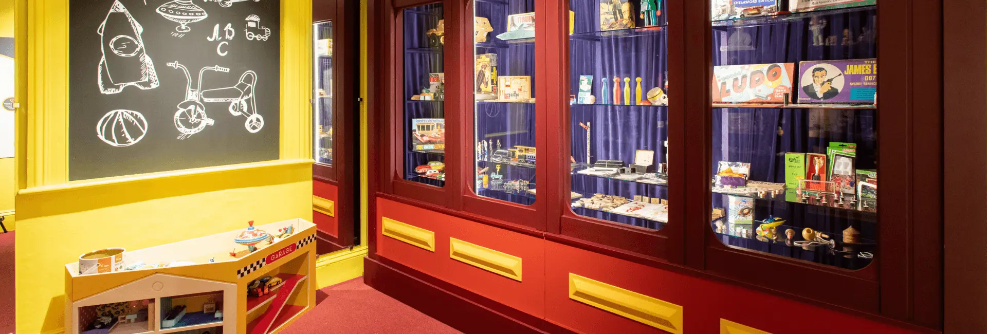 Toys and childhood exhibition room at Chelmsford Museum