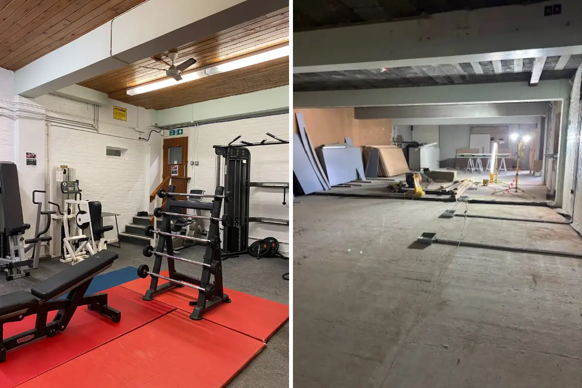 Dovedale gym pre-refurb and current progress of refurbishment works