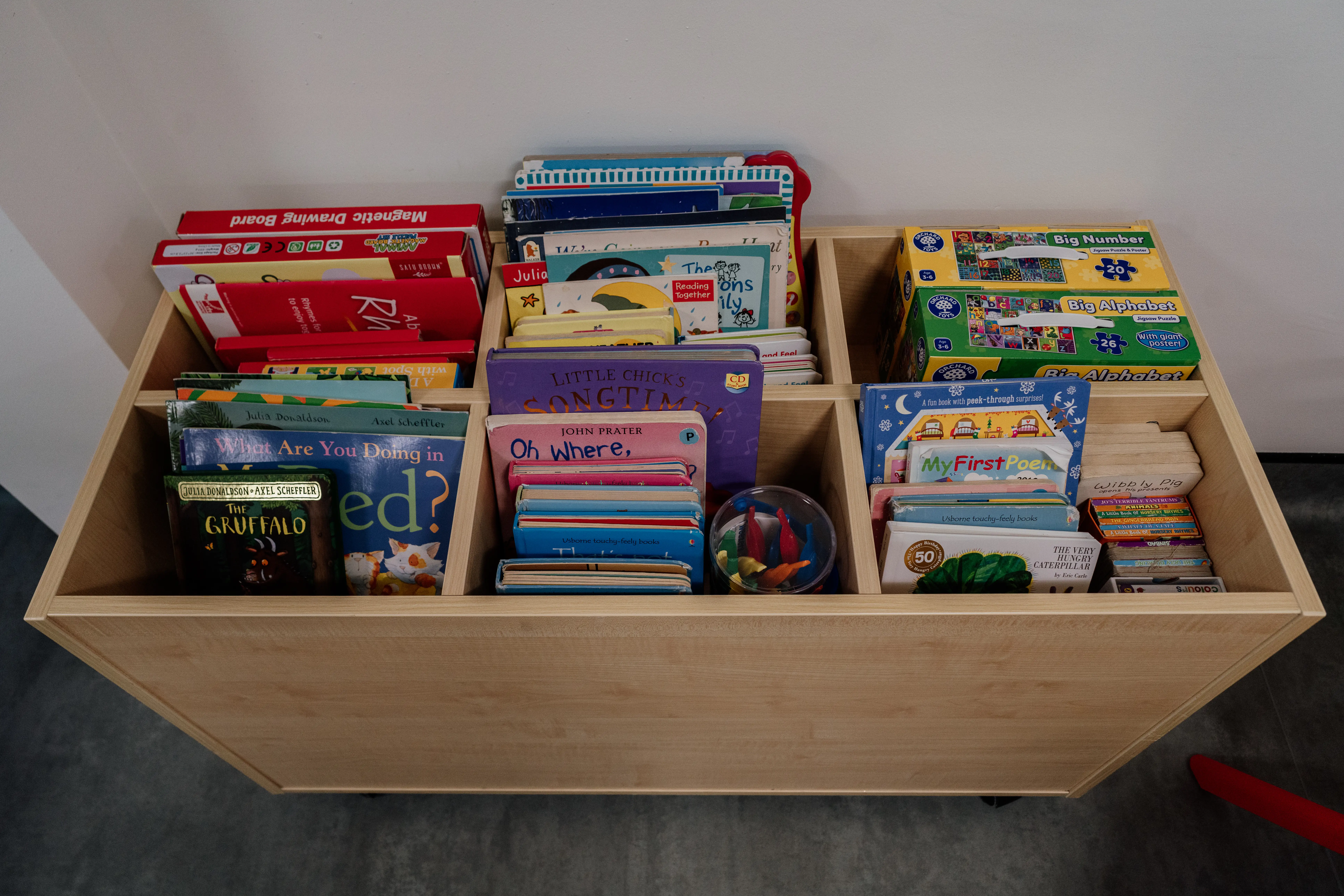 Bookcase filled with children's books