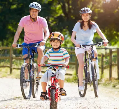 Family on a bike ride