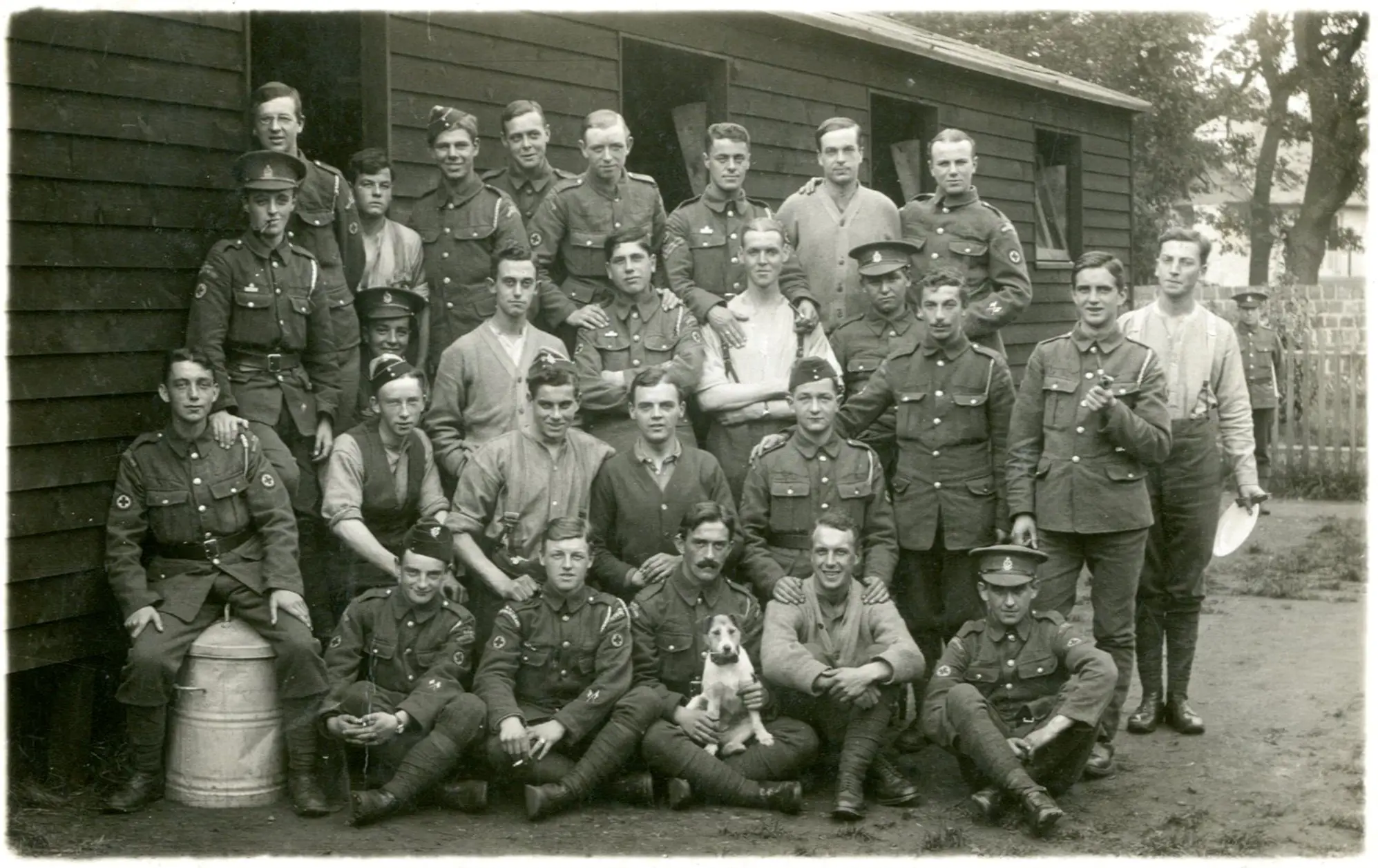 The wooden isolation huts seen here were located around Oaklands park.