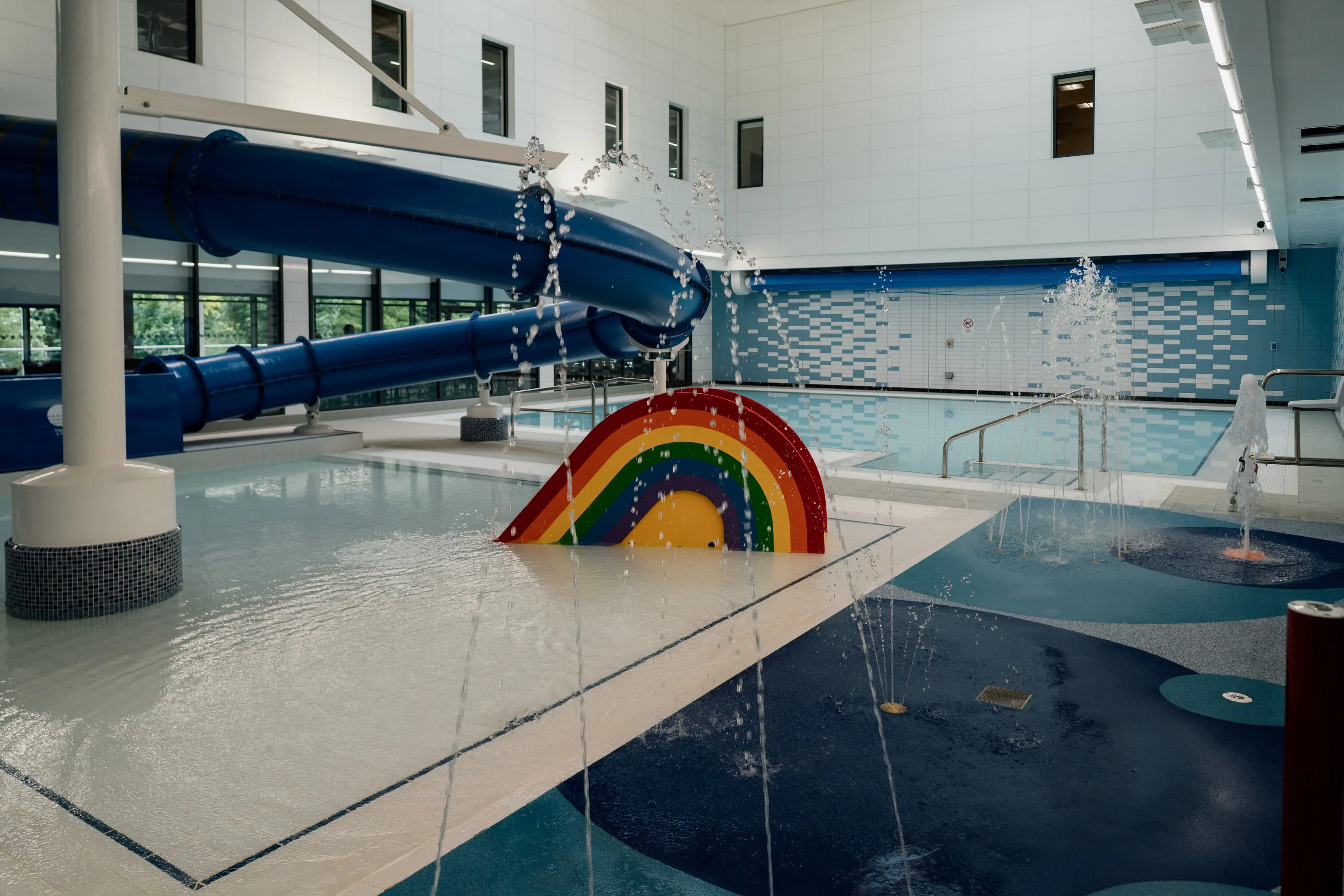 Sensory splash area with rainbow slide