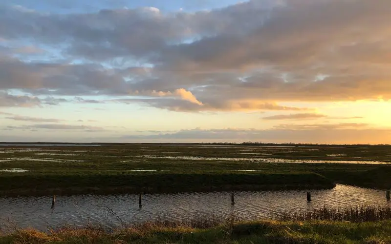 A sunset over an estuary. 